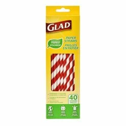 Wholesale π Glad Disposable Paper Straws For Everyday Use | Red And White Disposable Straws Made Of Paper | Disposable Straws For Parties Or Daily Use, 40 Count (Pack Of 1) Red/white π―