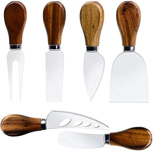 Best Pirce π Linwnil Cheese Knife Set With Gift Box For Charcuterie Accessories Stainless Steel Knives With Wood Handle Cheese Slicer Option 1 𧨠- Image 9
