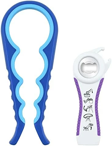 Best Sale π Elyum Jar Opener, 5 In 1 Bottle Opener Multi-Function Can Opener With Silicone Handle, Jar Opener For Weak Hands, Seniors With Arthritis, Lid Opener For Children (Red, 2-Piece Set) π - Image 9