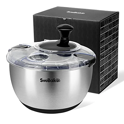 Buy π SveBake Salad Spinner Stainless Steel Large, Vegetable Washer With 4.2 Qts Bowl, Lettuce Cleaner And Dryer Silver π - Image 6