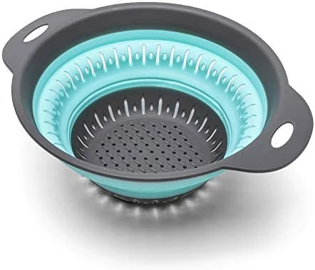 New βοΈ KZKJ Collapsible Colander, BPA Free Silicone Food Strainer With Plastic Handles, Vegetable And Fruit Can Foldable Colander Strainer Dishwasher Safe 3 Quart Blue π― - Image 9