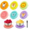 New ⭐ LoraLosa [6 Pack] Salad 👗 Dressing Containers To Go, 1.6 Oz Reusable Condiment Cups With Lids, Stainless Steel Dipping Sauce Containers With Silicone Lids For Lunch Bento Box (Cartoon Animal) 4 Col ⌛