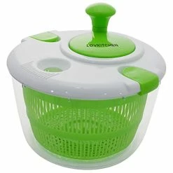 Best Sale ⌛ LOVKITCHEN Salad Spinner Large 5 Quarts Fruits And Vegetables Dryer Quick Dry Design, Dry Off & Drain Lettuce And Vegetable With Ease For Tastier Salads And Faster Food Prep 🛒