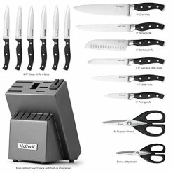 Coupon ❤️ McCook® MC25A Knife Sets,15 Pieces German Stainless Steel Kitchen Knife Block Set With Built-in Sharpener Purple/bla 🔔