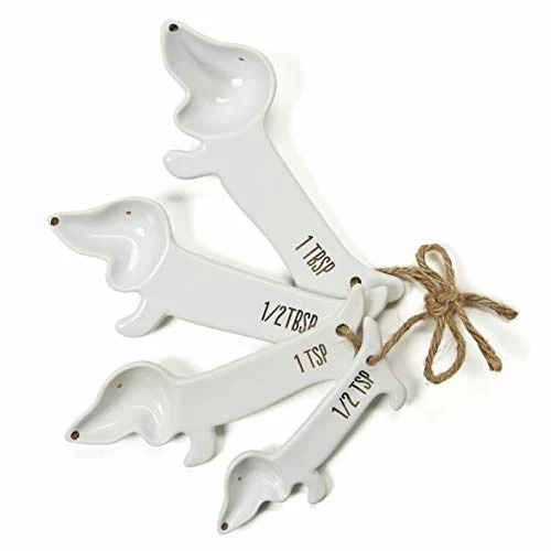 Best Pirce π VOTUM White Ceramic π Dog Themed Kitchen Utensils: Measuring Cups And Spoons, Spoon Rest For Countertop - Cute Kitchen Accessories (Dog Measuring Spoons) π