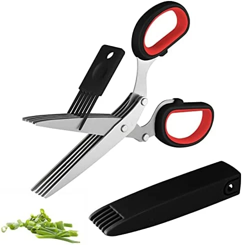 Cheap π Joyoldelf Gourmet Herb Scissors Set - Master Culinary Multipurpose Cutting Shears With Stainless Steel 5 Blades, Herb Stripper, Safety Cover And Cleaning Comb For Cutting Cilantro Onion Salad Black β - Image 7