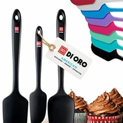 Coupon 🧨 Di Oro Living DI ORO Silicone Spatula Set - Rubber Kitchen Spatulas For Baking, Cooking, & Mixing - 600°F Heat-Resistant & BPA Free Silicone Scraper Spatulas For Nonstick Cookware - Dishwasher Safe (3pc, Black) 👍