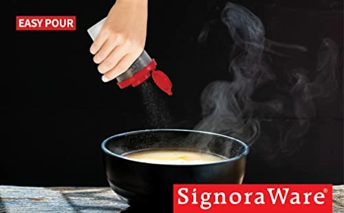 Cheapest π SIGNORA WARE Salt And Pepper Shakers Moisture Proof Set Of 2 Large Salt Shaker To Go Camping Picnic Outdoors Kitchen Lunch Boxes Travel Spice Set Clear With Red Covers Lids Plastic Airtight Spice Jar Dispenser 𧨠- Image 5