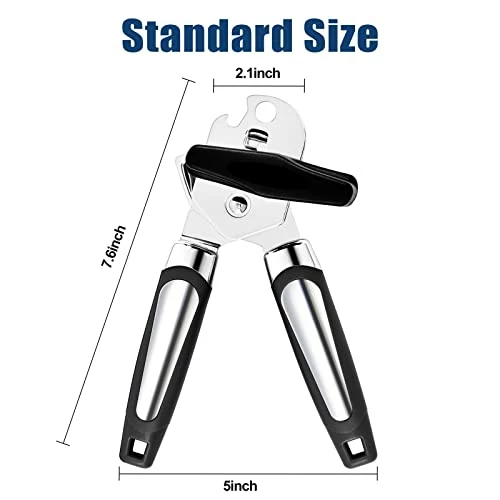 Top 10 βοΈ Elyum Can Opener, 3 In 1 Can Opener Manual Anti-Slip Grip Can Opener Smooth Edge, Heavy Duty Can Openers For Seniors With Arthritis, Young People, Black Red π― - Image 5