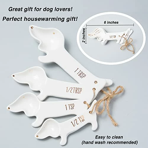 Best Pirce π VOTUM White Ceramic π Dog Themed Kitchen Utensils: Measuring Cups And Spoons, Spoon Rest For Countertop - Cute Kitchen Accessories (Dog Measuring Spoons) π - Image 4