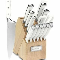 Flash Sale 🥰 Cuisinart C77WTR-15P Classic Forged Triple Rivet, 15-Piece Knife Set With Block, Superior High-Carbon Stainless Steel Blades For Precision And Accuracy, White 👏