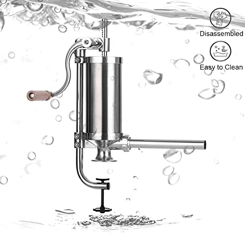 Top 10 π MASTER FENG Sausage Stuffer, Stainless Steel Homemade Sausage Maker Vertical Meat Filling Kitchen Machine, Packed 8 Stuffing Tubes (2.5LBS/1.5L) π - Image 4