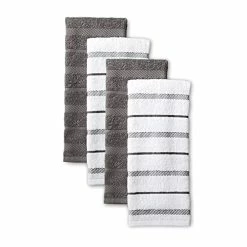 Top 10 😍 KitchenAid Albany Kitchen Towel 4-Pack Set, Charcoal Grey/White, 16"x26" 🌟