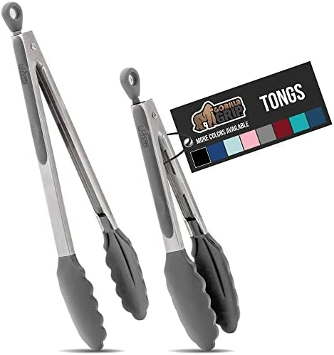 Flash Sale 😀 Gorilla Grip Stainless Steel Silicone Tongs For Cooking, Set Of 2, Includes 7 And 9 Inch Locking Kitchen Tong, Heat Resistant Tip, Strong Grip For Meat, Perfect For Nonstick Pans And BBQ, Black 🎁 - Image 15