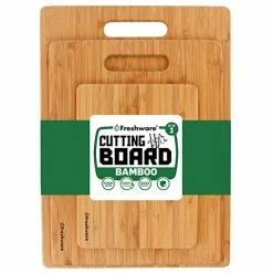 Brand new 🥰 Freshware Bamboo Cutting Boards For Kitchen [Set Of 3] Wood Cutting Board For Chopping Meat, Vegetables, Fruits, Cheese, Knife Friendly Serving Tray With Handl 😉