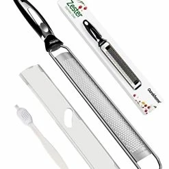 Deals ✨ Ourokhome Kitchen Lemon Zester Grater, Stainless Steel Handheld Fine Zester Tool For Lemon, Nutmeg, Parmesan Cheese, Chocolate, Ginger, Coconut, Citrus, Orange, Lime With Cleaning Brush (Black) 🧨