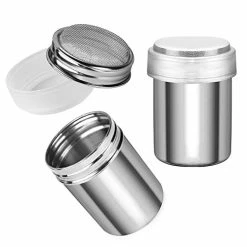 Brand new ✔️ Accmor 2pcs Powder Sugar Shaker Duster, Stainless Steel Powder Sugar Shaker With Lid, Sifter For Cinnamon Sugar Pepper Powder Cocoa Flou 👏