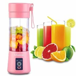 Best Sale 👍 Mialoe Portable Blender, Personal Size Eletric USB Juicer Cup, Fruit, Smoothie, Baby Food Mixing Machine Magnetic Secure Switch 380ml (Pink) ✨