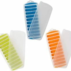 Buy ⌛ Lily's Home Silicone Narrow Ice Stick Cube Trays With Easy Push And Pop Out Material, Ideal For Sports And Water Bottles, Assorted Bright Colors. With Lid 🛒