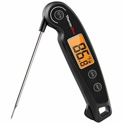 Brand new ⭐ ThermoPro TP605 Instant Read Meat Thermometer For Cooking, Waterproof Digital Food Thermometer With Large Backlit LCD, 180° Foldaway Probe Kitchen Thermometer For Grilling, Smoking & 🍬 Candy Making Black ⌛
