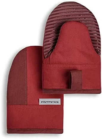 Deals π KitchenAid Beacon Two-Tone Mini Oven Mitt 2-Pack Set, Passion Red/Bordeaux, 5.5"x8" π - Image 8