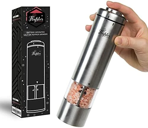 Outlet β¨ FLAFSTER KITCHEN Electric Salt And Pepper Grinder Set - Automatic Salt Pepper Mills With Light - Battery Operated Salt And Pepper Shakers With Stand - Refillable Pepper Grinders With Adjustable Coarseness π - Image 7