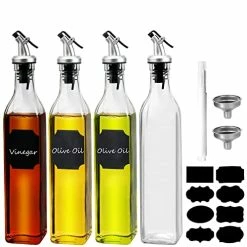 Cheapest ⭐ WERTIOO Oil Dispenser Bottle 4 Pack 17 OZ Glass Olive Oil And Vinegar Dispenser Set Oil Container With Funnel & Pen And Tag For Kitchen 🌟