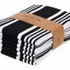 Promo 🎁 Urban Villa Set Of 6 Kitchen Towels Highly Absorbent 100% Cotton Dish Towel 20X30 Inch With Mitered Corners Trendy Stripes Black/White Bar Towels & Tea Towels ✨