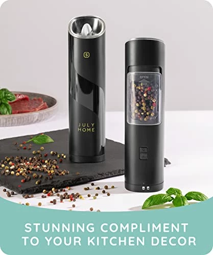 Cheap π JULY HOME Gravity Electric Salt And Pepper Grinder Set - Battery Operated, Adjustable Coarseness, One Hand Operation Electric Pepper Grinder With LED Light And Cleaning Brush, (Packaging May Vary) π - Image 4
