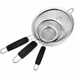Budget 🛒 Makerstep Set Of 3 Stainless Steel Fine Mesh Strainers Graduated Sizes 3.38", 5.5", 7.87" Strainer Wire Sieve Sifter With Insulated Handle For Kitchen Gadgets Tools - New Home Kitchen Essential 🤩