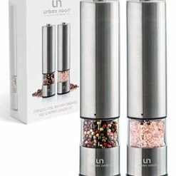 Cheap ✨ Urban Noon Electric Salt And Pepper Grinder Set - Battery Operated Stainless Steel Mill With Light (Pack Of 2 Mills) - Automatic One Handed Operation - Electronic Adjustable Shakers - Ceramic Grinders 🥰