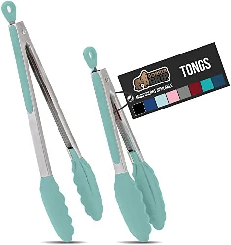 Flash Sale 😀 Gorilla Grip Stainless Steel Silicone Tongs For Cooking, Set Of 2, Includes 7 And 9 Inch Locking Kitchen Tong, Heat Resistant Tip, Strong Grip For Meat, Perfect For Nonstick Pans And BBQ, Black 🎁 - Image 10