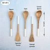 Cheapest 👏 Folkulture Wooden Spoons For Cooking Set For Kitchen, Non Stick Cookware Tools Or Utensils Includes Wooden Spoon, Spatula, Fork, Slotted Turner, Corner Spoon, Set Of 5, 12 Inch, Acacia Wood, Whi 💯