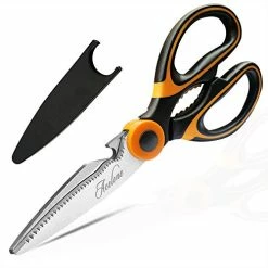 Cheapest ❤️ Kitchen Shears, Acelone Premium Heavy Duty Shears Ultra Sharp Stainless Steel Multi-function Kitchen Scissors For Chicken/Poultry/Fish/Meat/Vegetables/Herbs/BBQ… (Orange Black) 🛒