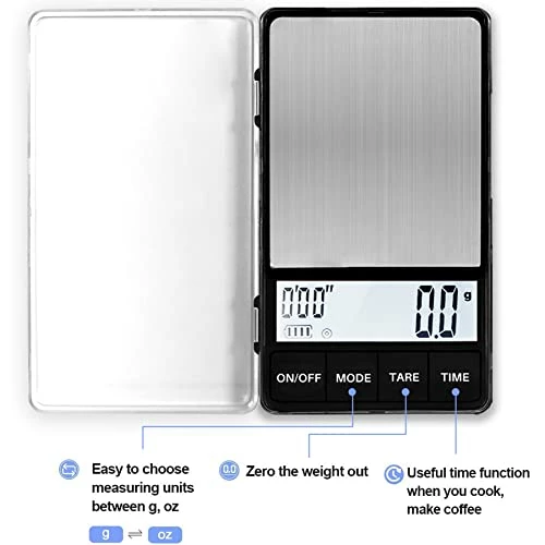 Cheap π Weightman Espresso Scale With Timer 1000g X 0.1g Small & Thin Travel Coffee Scale, Mini Digital Scale Grams And Ounces With Large Backlit LCD Stainless Steel Pocket Food Scale Drip Tray Pulling Scale Black π - Image 2