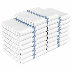 Promo 👍 Zeppoli Classic Kitchen Towels - 15 Pack - 14" X 25" - 100% Natural Cotton Kitchen Dish Towels - Reusable Cleaning Cloths - Blue Tea Towels - Super Absorbent - Machine Washable Hand Towels Blue Striped 😍