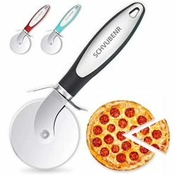 Cheap ⌛ SCHVUBENR Premium Pizza Cutter - Stainless Steel Pizza Cutter Wheel - Easy To Cut And Clean - Super Sharp Pizza Slicer - Dishwasher Safe - Handles Large And Small Pizza - Corte De Pizza(Black) ✨