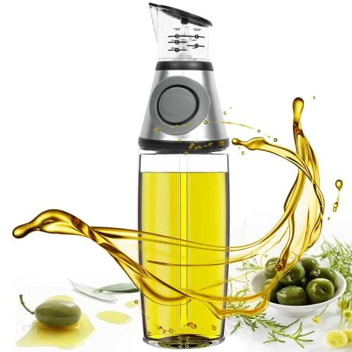 Cheap β€οΈ Nemufy Olive Oil Dispenser Bottle For Kitchen With Measurement Scale Cooking Oil And Vinegar Soy Sauce Bottling Clear Glass Oil Bottles Oil Pot Oil Container, 17oz/500ml π