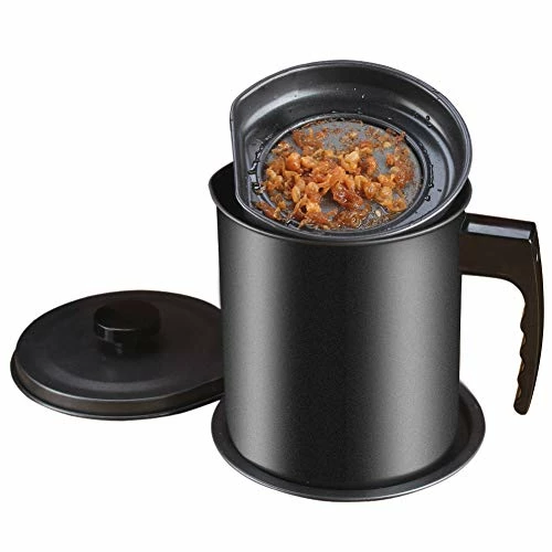 Deals π Bacon Grease Container With Strainer, Ourokhome 1.3L / 5.2 Cup Kitchen Used Cooking Oil Storage Can Grease Keeper With Fine Mesh Filter And Lid For Fat, Hot Frying Oil (Black) π₯°