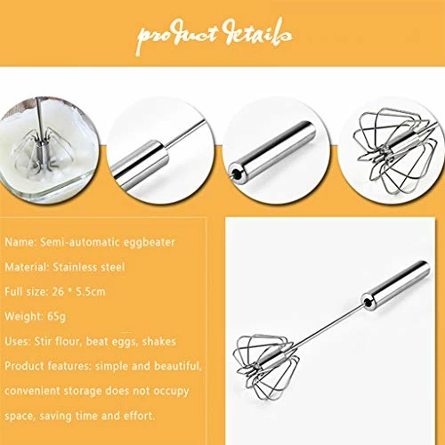 Cheap ❤️ Digead Stainless Steel Egg Whisk, Hand Push Rotary Whisk Blender, Versatile Milk Frother, Hand Push Mixer Stirrer For Blending, Whisking, Beating & Stirring (12in) ✔️ - Image 5