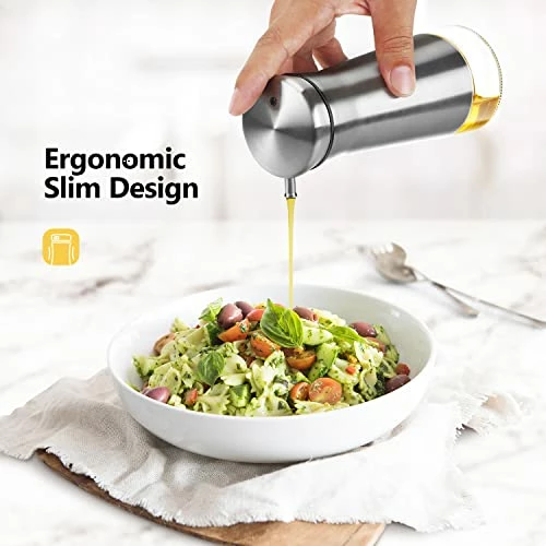 Cheap π Aelga Olive Oil And Vinegar Dispenser Bottle Set 2 Pack Elegant Stainless Steel Oil Dispenser Set- Oil Dispenser Bottle For Kitchen With Drip Free White+black π - Image 5