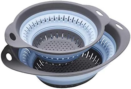 New βοΈ KZKJ Collapsible Colander, BPA Free Silicone Food Strainer With Plastic Handles, Vegetable And Fruit Can Foldable Colander Strainer Dishwasher Safe 3 Quart Blue π― - Image 13