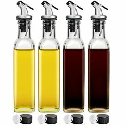 Promo 👏 GM GMISUN GMISUN 8oz Olive Oil Bottle Dispenser, 4 Pack Leakproof Oil And Vinegar Dispenser Set With Clear Glass Oil Bottle, Non-Drip Spouts, Black Caps, Funnel And Labels 😉