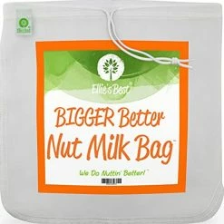 Best Sale 🌟 Ellie's Best Pro Quality Nut Milk Bag - XL12"X12" Bags - Commercial Grade Reusable All Purpose Food Strainer - Food Grade BPA-Free Ultra Strong Fine Nylon Mesh - Almond Milk, Juices, Cold Brew Recipes Videos -1 🥰