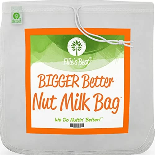 Best Sale π Ellie's Best Pro Quality Nut Milk Bag - XL12"X12" Bags - Commercial Grade Reusable All Purpose Food Strainer - Food Grade BPA-Free Ultra Strong Fine Nylon Mesh - Almond Milk, Juices, Cold Brew Recipes Videos -1 π₯°