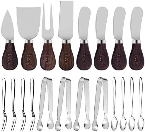 Best Pirce π Linwnil Cheese Knife Set With Gift Box For Charcuterie Accessories Stainless Steel Knives With Wood Handle Cheese Slicer Option 1 𧨠- Image 11