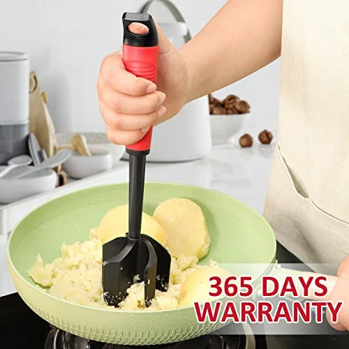Promo π― Ourokhome Premium Hamburger Meat Chopper, 5 Curved Blades Ground Beef Masher Smasher For Ground Turkey, Avocado, Potato, Beans, Boiled Egg, Heat Resistant And Non Stick Kitchen Hacks, Black And Red β€οΈ - Image 5