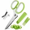 Deals ❤️ JOFUYU Herb Scissors, Kitchen Herb Shears Cutter With 5 Blades And Cover, Sharp Dishwasher Safe Kitchen Gadget - Green ✔️