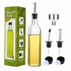 Outlet 🛒 Aozita 17oz Clear Glass Olive Oil Dispenser Bottle - 500ml Oil & Vinegar Cruet With Pourers And Funnel - Olive Oil Carafe Decanter For Kitchen ⌛