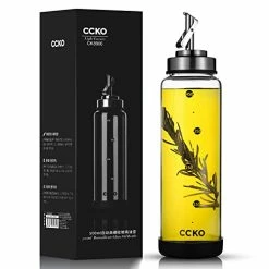 Hot Sale 👍 CCKO Glass Olive Oil Dispenser Bottle Shatterproof And Leakproof Oil Dispenser With Stainless Steel Spouts High Temperature Resistant 17oz Cooking Oil And Vinegar Cruet Dispenser Bottle 350ml Sand Steel Color 🌟